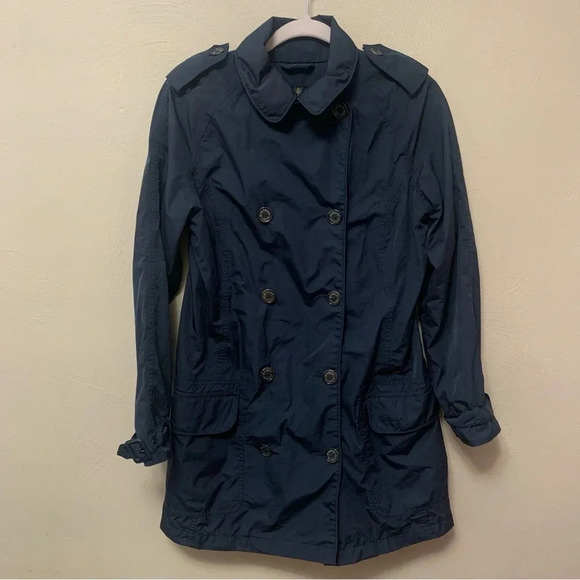 Barbour Featherweight Valerie Short Trench Jacket in Dark Navy Blue Size 6 - Picture 2 of 16